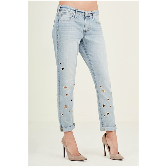 True Religion Women's Embellished Boyfriend Jeans - Picture 1 of 5